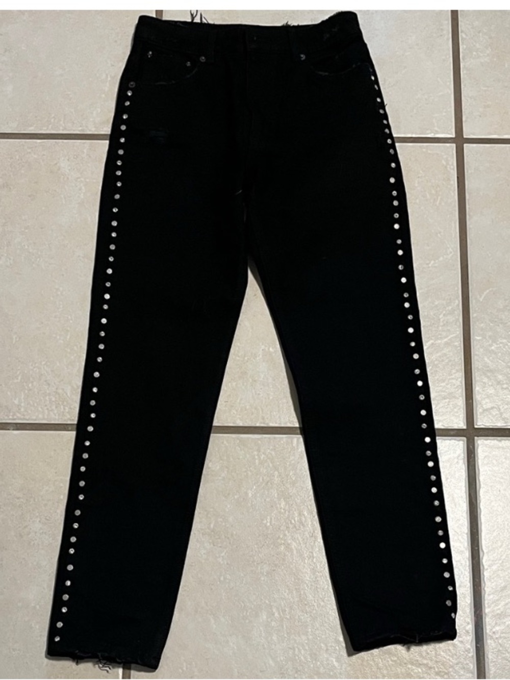 The Kooples Black Stud-Trim Ankle Jeans